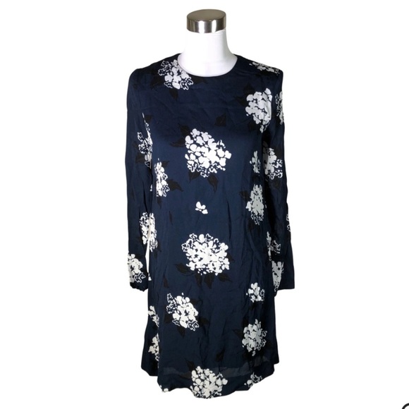 Samsoe & Samsoe Marice Blue Long Sleeve Floral Print Chiffon Dress Size S - Picture 1 of 8